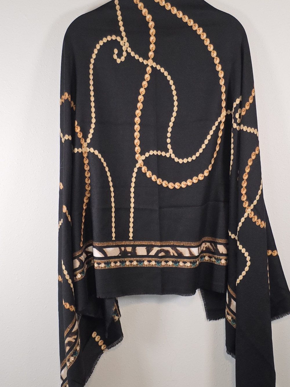Chico's Black Tunic with Gold Chain-Print